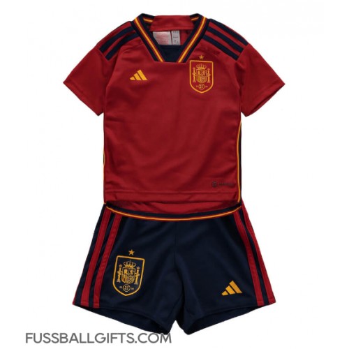 Spanien Fußballbekleidung Heimtrikot Kinder WM 2022 Kurzarm (+ kurze hosen)